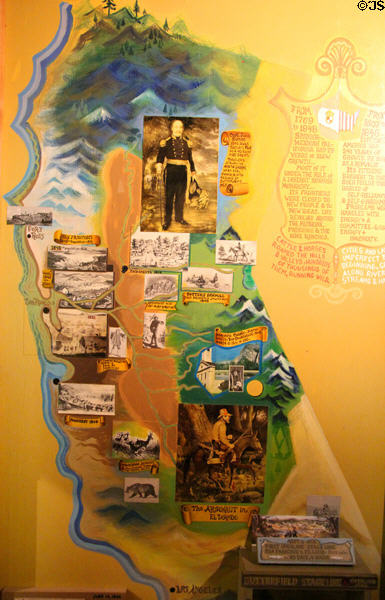 Map depicting settlement of early Central California at Mariposa Museum. Mariposa, CA.