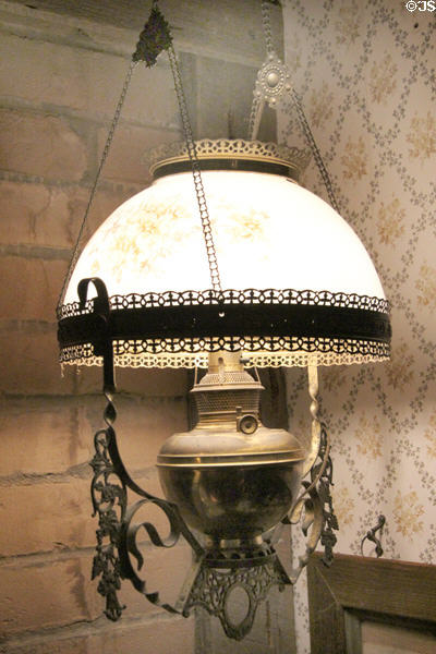 Decorative hanging oil lamp at Mariposa Museum. Mariposa, CA.
