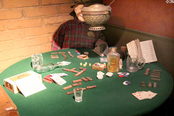 Round gaming table at Mariposa Museum. Mariposa, CA.