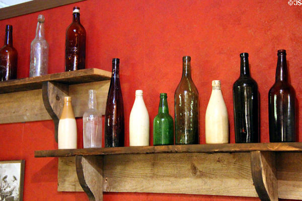 Antique bottle display at Mariposa Museum. Mariposa, CA.