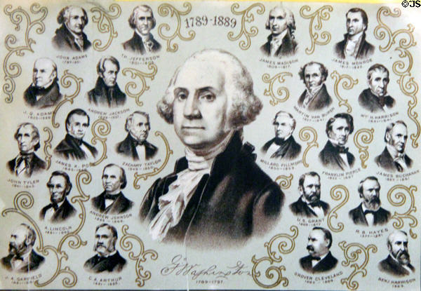 Graphic of U.S. Presidents 1789 - 1889 at Mariposa Museum. Mariposa, CA.