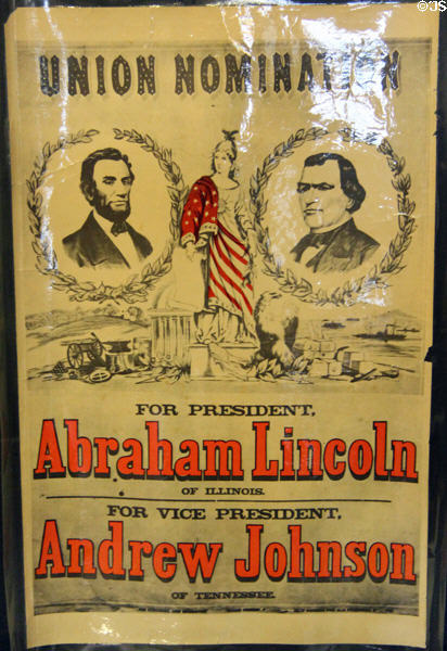 Campaign poster (1864) for Abraham Lincoln & Andrew Johnson at Northern Mariposa County Museum. Coulterville, CA.