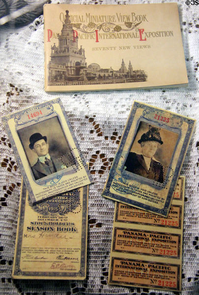 Panama-Pacific Exposition season passes with photo of holder at Tuolumne County Museum. Sonora, CA.