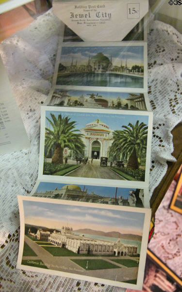 Post cards in accordion format from Panama-Pacific Exposition at Tuolumne County Museum. Sonora, CA.