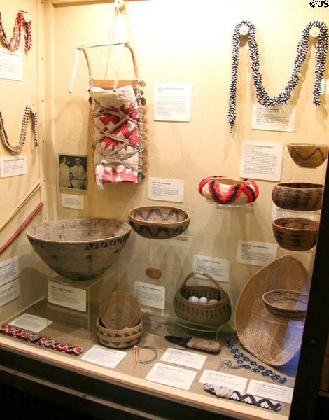 Display of California native basket work at Tuolumne County Museum. Sonora, CA.