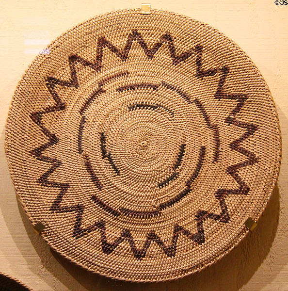 Central Me-wuk sifting tray (c1952) by Louise Fuentes & used in the processing of acorn meal at Tuolumne County Museum. Sonora, CA.