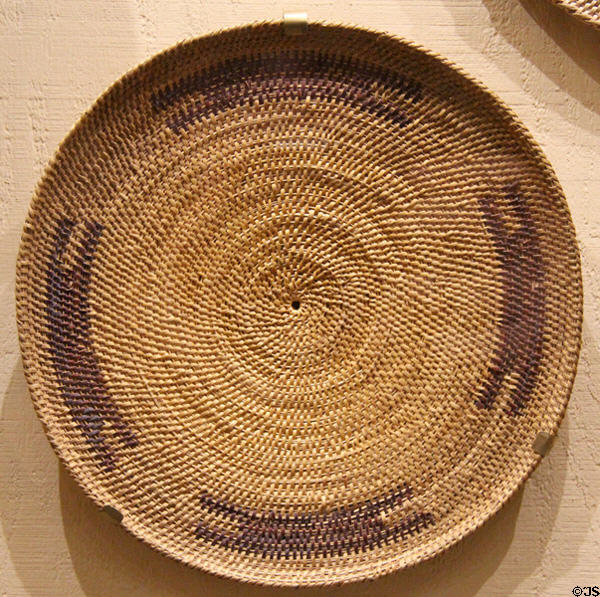 Northern Me-wuk sifting basket (c1980) in flicker design by Jennifer Bates-Lyons at Tuolumne County Museum. Sonora, CA.