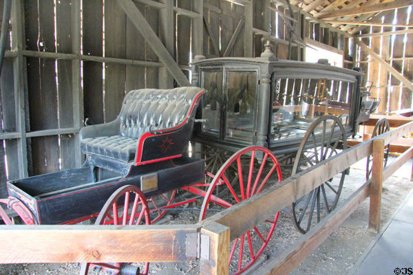 Antique hearse in Johnson's Livery at Columbia State Historic Park. Columbia, CA.