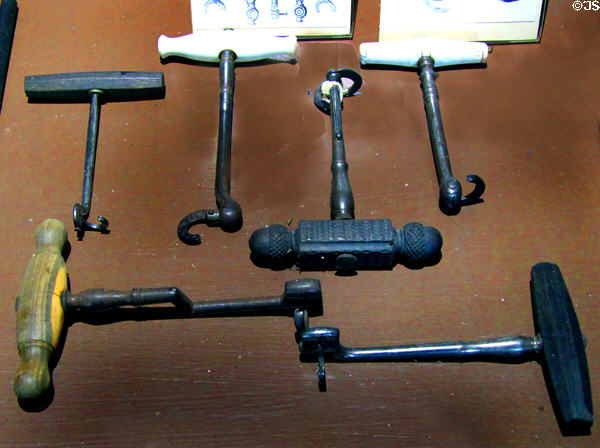 Turn keys used for extraction of molars & bicuspids (c1860) displayed in dentist's office at Columbia State Historic Park. Columbia, CA. Architect: s.