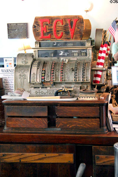 Antique cash register by National in Bixel Brewery at Columbia State Historic Park. Columbia, CA.