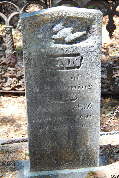 Tombstone, dated 1856, at Columbia cemetery at Columbia State Historic Park. Columbia, CA.
