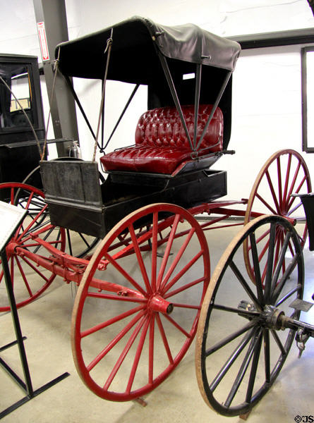 Piano Box Buggy, most popular carriage ever built & named for its shape & designed to withstand hard service at Angels Camp Museum. Angels Camp, CA.