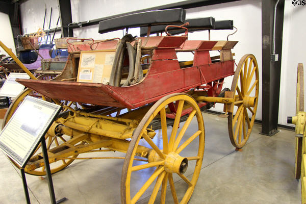 Stage wagon used to transport passengers from rail or depot towns to nearby smaller towns at Angels Camp Museum. Angels Camp, CA.
