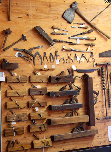 Antique planes & other woodworking tools at Angels Camp Museum. Angels Camp, CA.