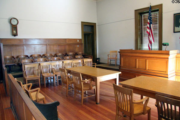 Courtroom (1867) where Black Bart was tried and still in use for occasional trials at Calaveras County Downtown Museum. San Andreas, CA.