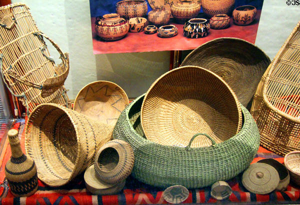 Miwok basket display at Calaveras County Downtown Museum. San Andreas, CA.