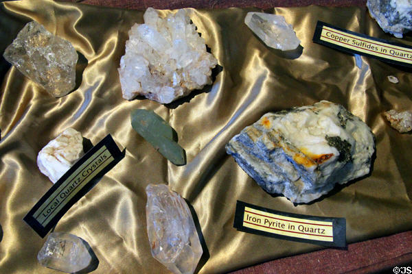 Samples of minerals that were found locally at Calaveras County Downtown Museum. San Andreas, CA.