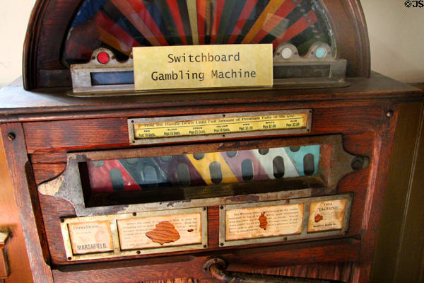 Detail of switchboard gambling machine by Marshfield Novelty Co. of Minneapolis, MN at Calaveras County Downtown Museum. San Andreas, CA.