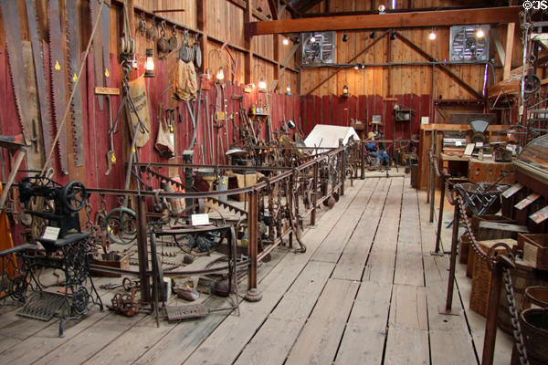 Collection of tools & machines at Red Barn Museum. San Andreas, CA.