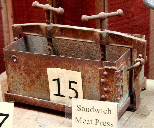 Sandwich meat press at Red Barn Museum. San Andreas, CA.