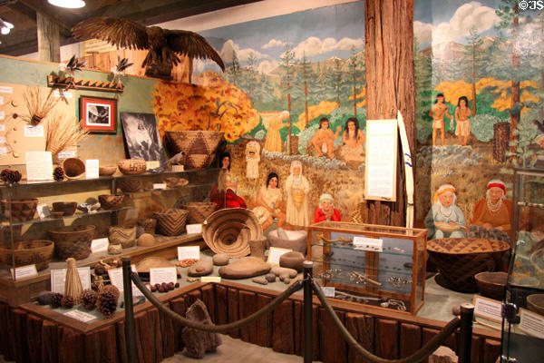 Display of Native American baskets at El Dorado County Historical Museum. Placerville, CA.