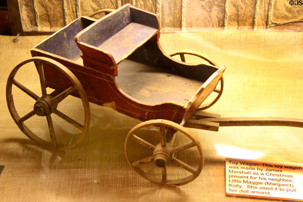 Toy wagon made by James Marshall as Christmas gift for neighbor at El Dorado County Historical Museum. Placerville, CA.
