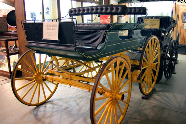 Studebaker carriage built by Studebaker who got his start building mining wheel barrows during the gold rush at El Dorado County Historical Museum. Placerville, CA.