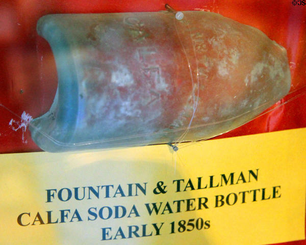 Fountain & Tallman Calfa soda water bottle (early 1850's) at Fountain & Tallman Museum. Placerville, CA.