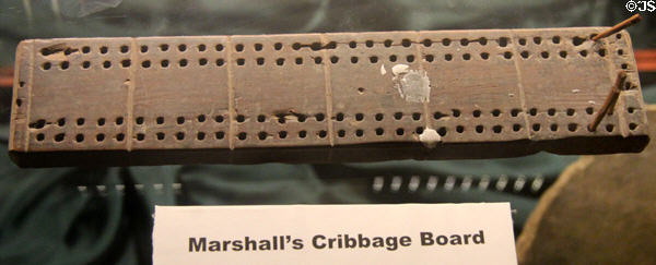 Cribbage board which belonged to James Marshall in museum at Marshall Gold Discovery SHP. Coloma, CA.