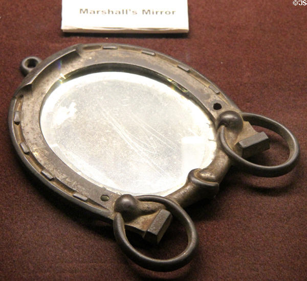 Mirror in horse shoe which belonged to James Marshall in museum at Marshall Gold Discovery SHP. Coloma, CA.