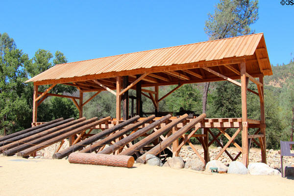 Reconstruction of Sutter's sawmill that James Marshall was building when he discovered gold at Marshall Gold Discovery SHP. Coloma, CA.