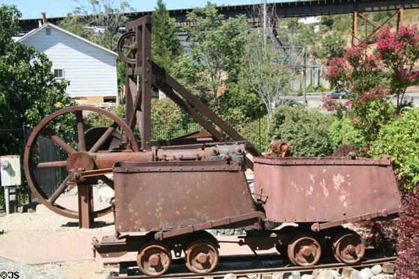 Antique rail carts & steam mine winch from gold rush era. Auburn, CA.