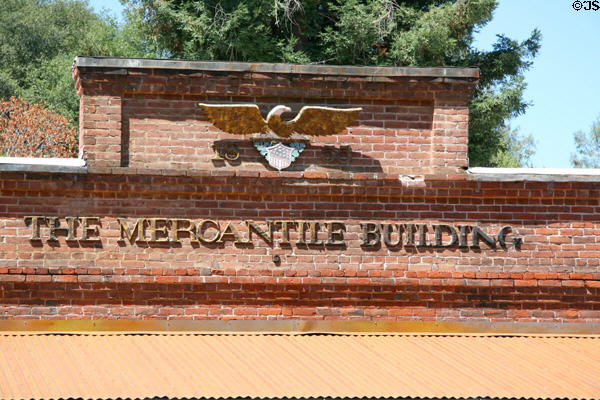 Brick crown with American Eagle atop Mercantile Building (1855). Auburn, CA.