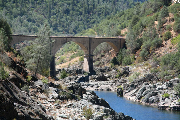 Scenic river with bridge near Auburn. Auburn, CA.