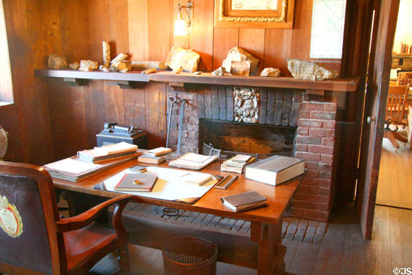 Work table & rock samples in office at Empire Mine State Historic Park. Grass Valley, CA.