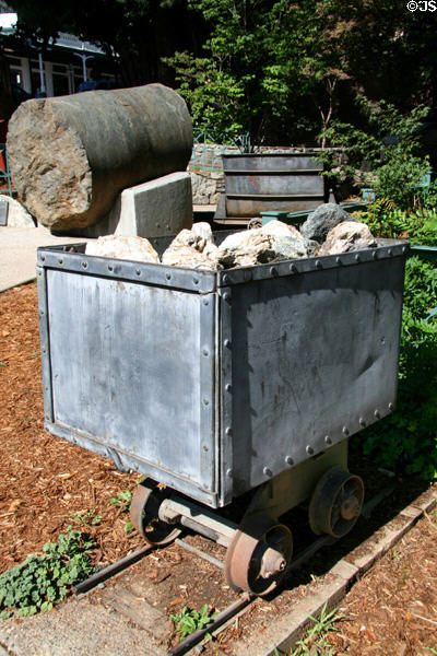 Gold ore mining cart in park outside South Yuba Canal Building. Nevada City, CA.