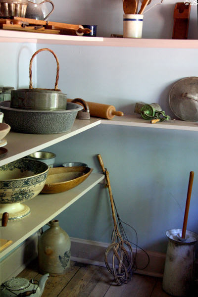Pantry with kitchen tools at Bidwell Mansion house museum. Chico, CA.