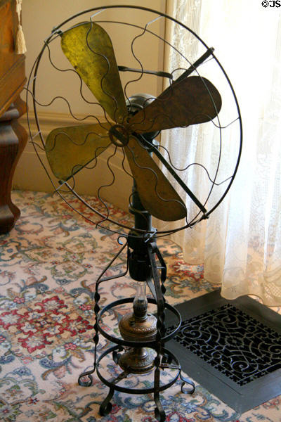 Rotating fan powered by kerosene lamp at Bidwell Mansion house museum. Chico, CA.
