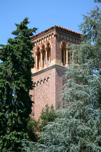 Tower of Trinity Hall at California State University Chico. Chico, CA.