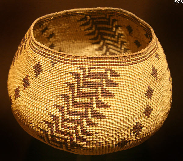 Achumawi native storage basket (c1910) at Siskiyou County Museum?. Yreka, CA.