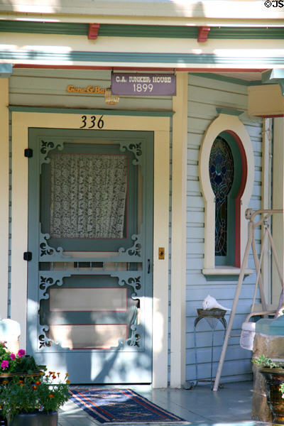 Porch details of C.A. Lunker House (1899). Yreka, CA.