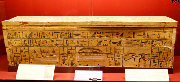 Middle Kingdom coffin of Lady Mesehti of Asyut at Rosicrucian Egyptian Museum. San Jose, CA.