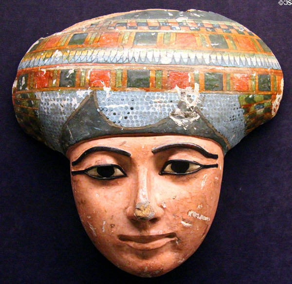 Painted coffin face (New Kingdom - c1570-1077 BCE) at Rosicrucian Egyptian Museum. San Jose, CA.