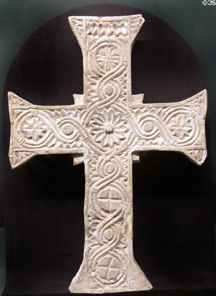 Limestone Christian cross from Luxor (c700) at Rosicrucian Egyptian Museum. San Jose, CA.