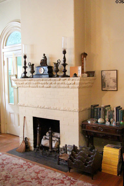 Fireplace in back parlor at Pardee Home Museum. Oakland, CA.