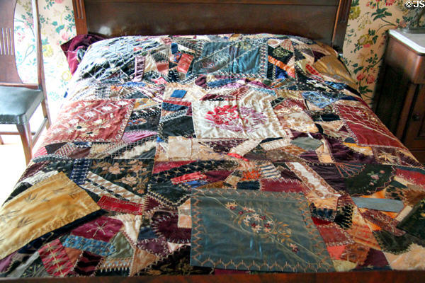 Crazy quilt made by Helen Pardee & friends at Pardee Home Museum. Oakland, CA.