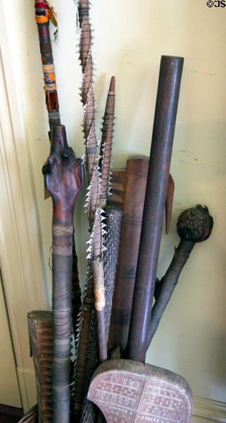 Spears & clubs from around the world at Pardee Home Museum. Oakland, CA.