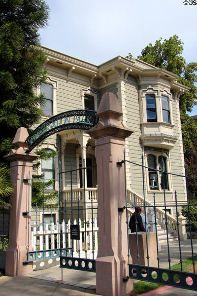 Entrance gate at Preservation Park opposite Pardee Home. Oakland, CA.