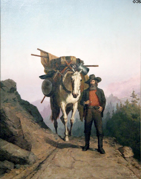 California Miner with Pack Horse painting (1887) by Henry Raschen at Oakland Museum of California. Oakland, CA.