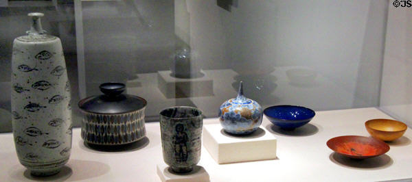 Collection or California ceramics (1940s-50s) at Oakland Museum of California. Oakland, CA.